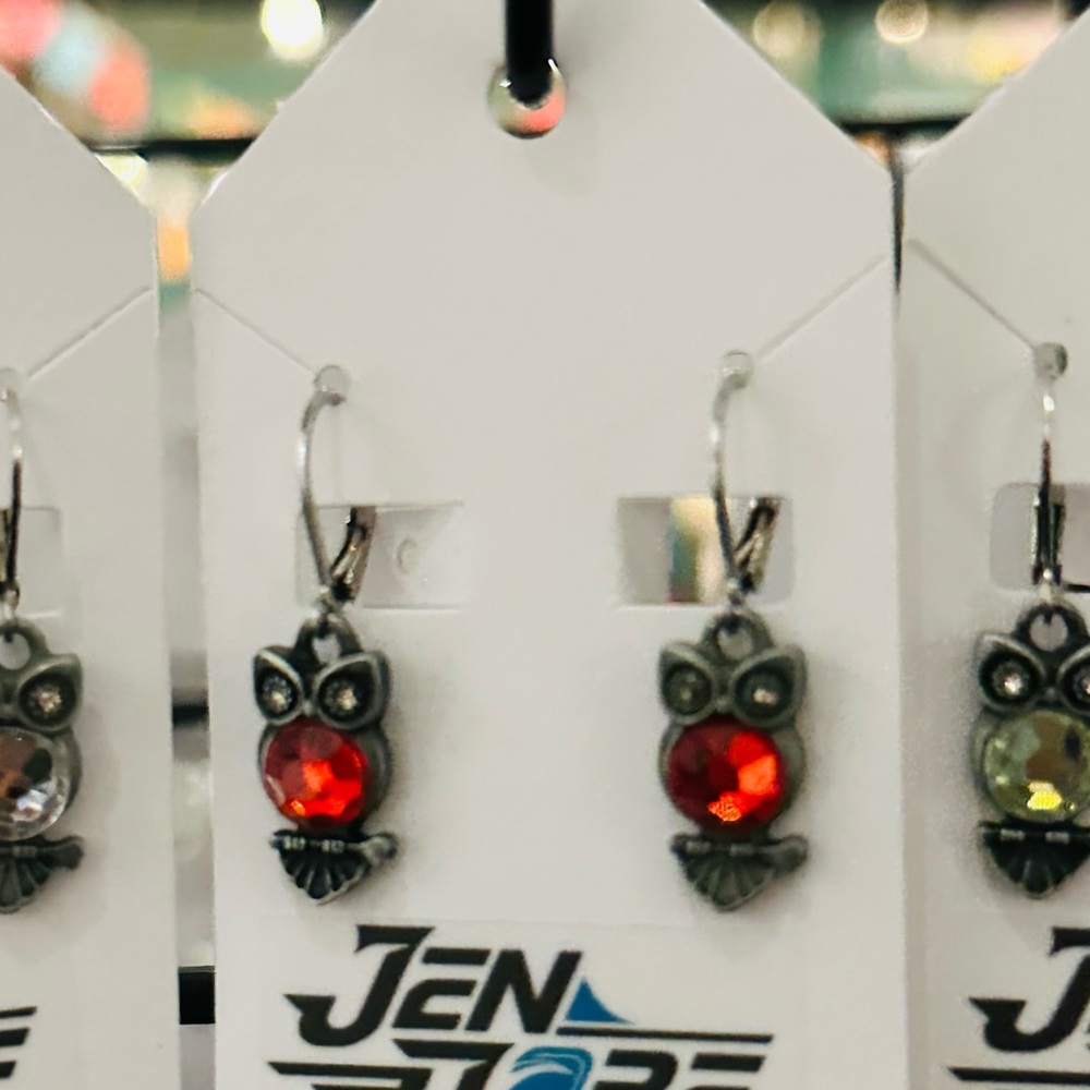 JenDore Handmade Owl Dangle Drop Earrings Hypoallergenic Tarnish Resistant